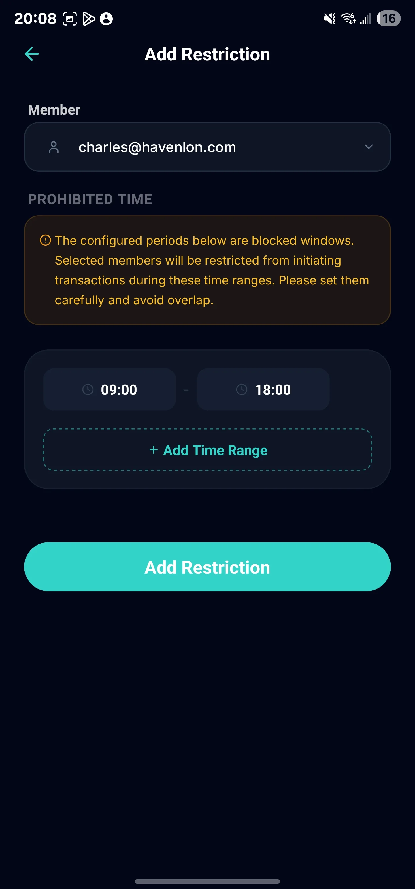 Cloud Policy screen 2