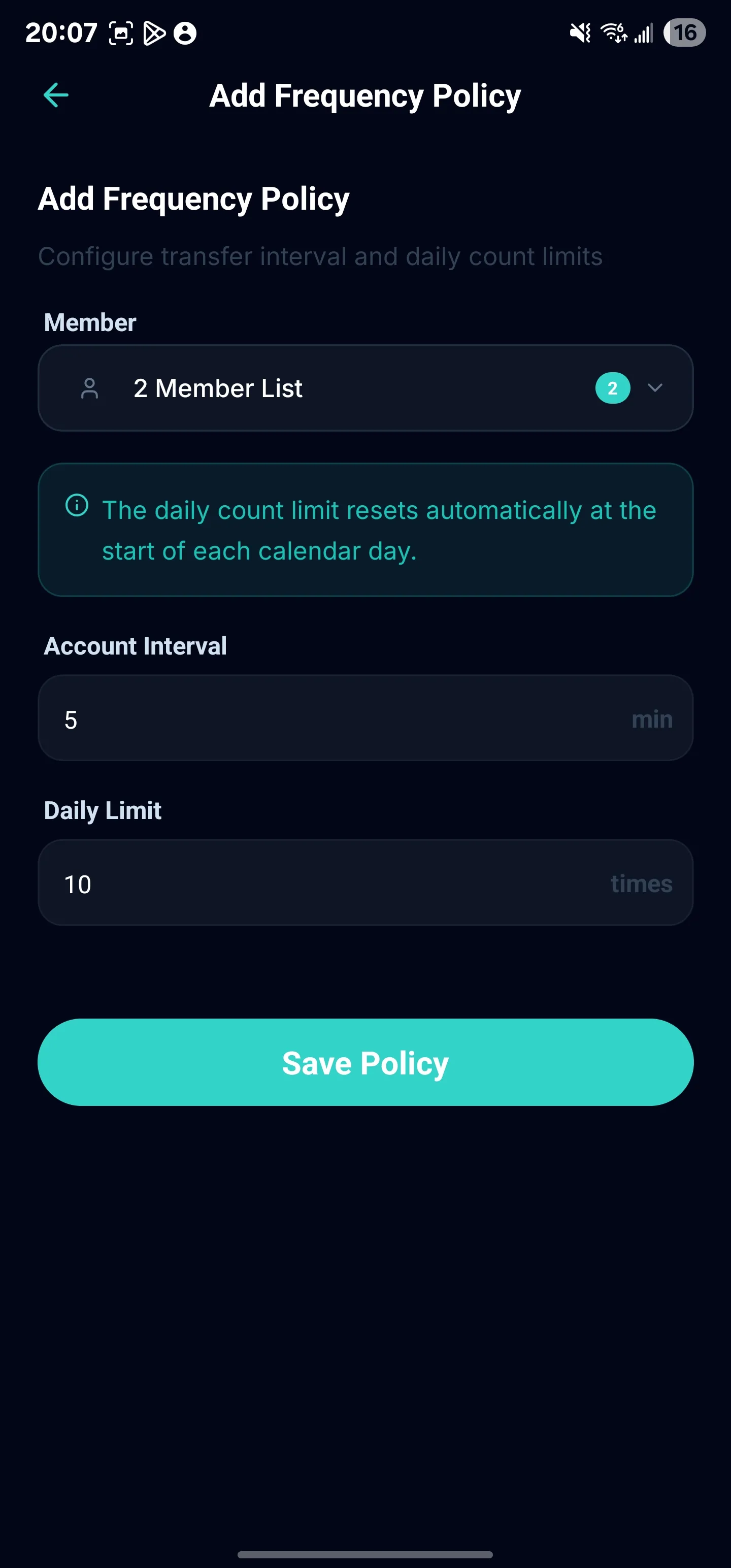 Cloud Policy screen 3