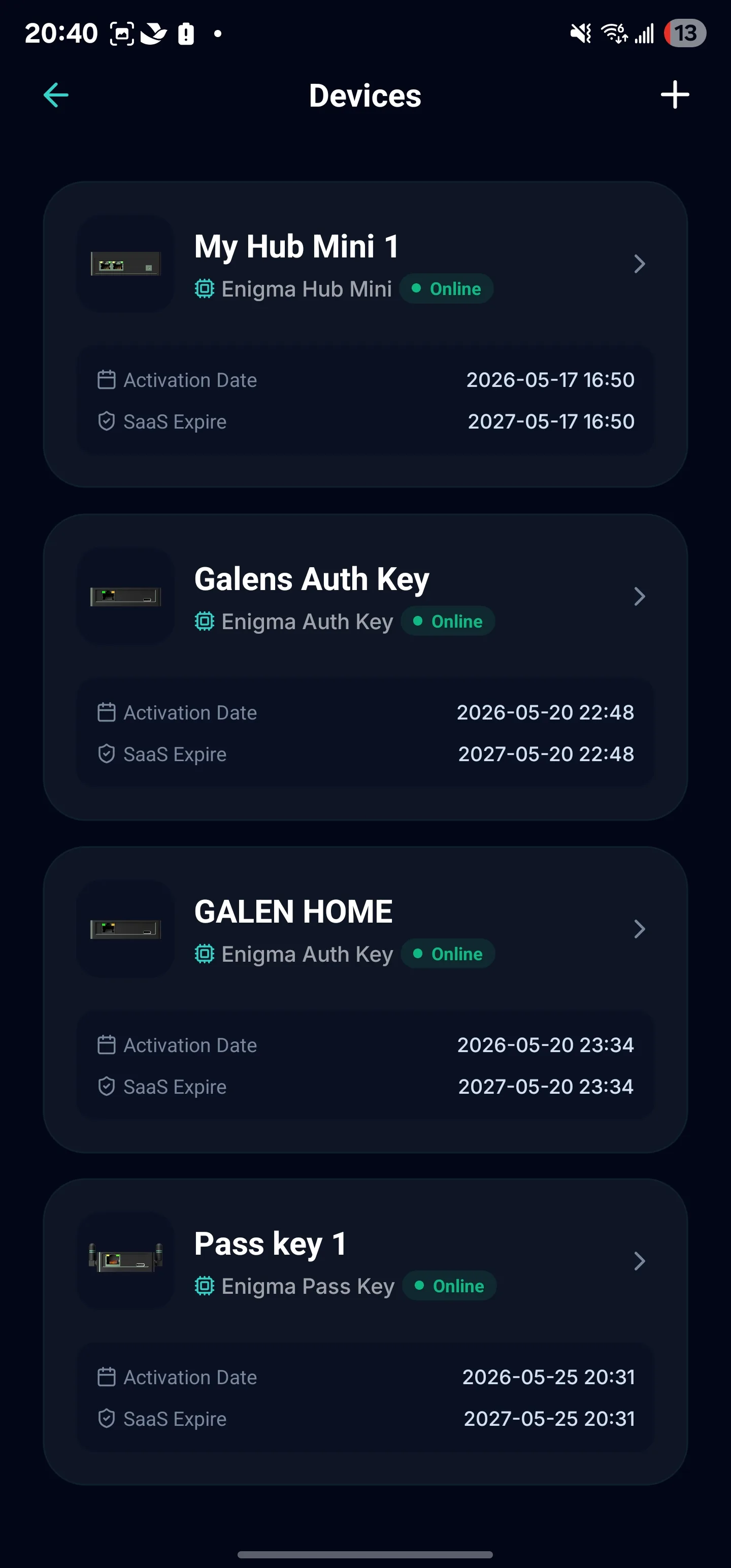 Device Control screen