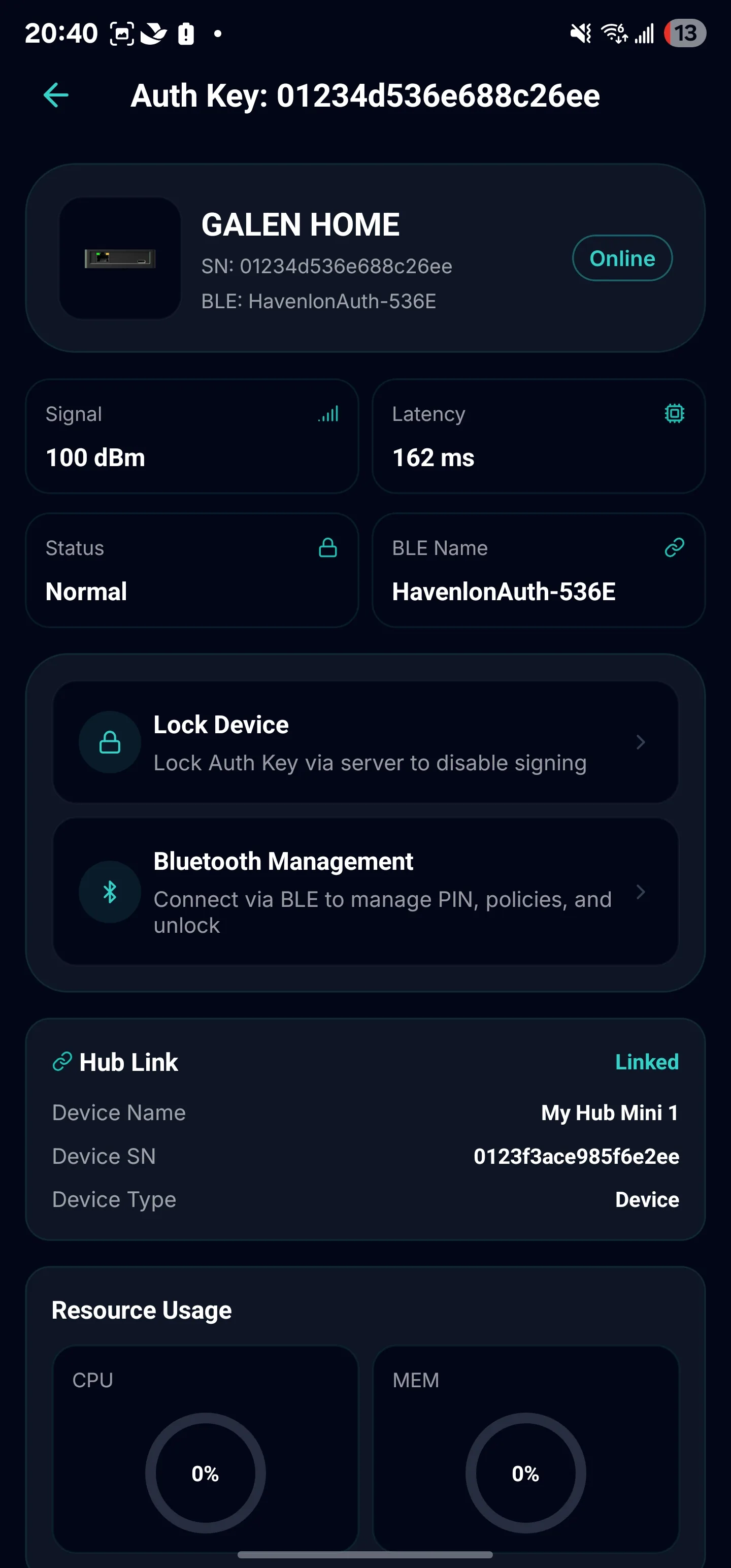 Device Control screen 3