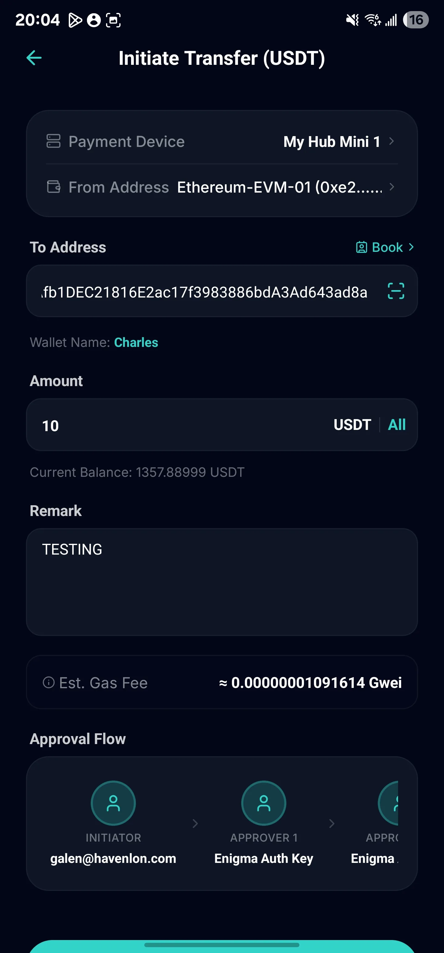 Intent Review screen
