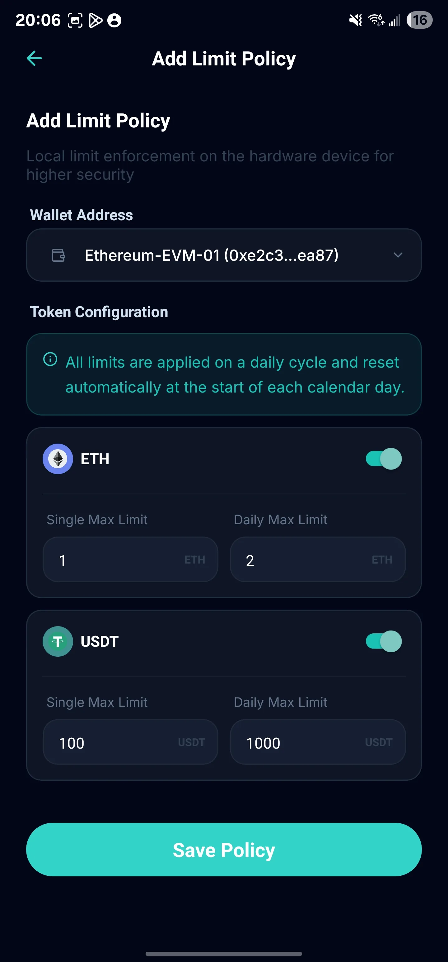 Local Policy Sync screen